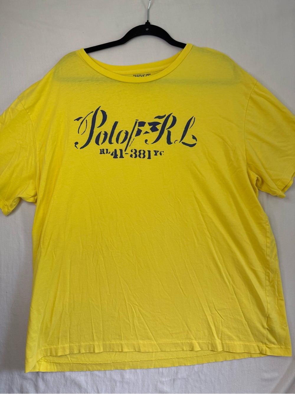 Mens Polo Ralph Lauren Yellow Graphic Tee 100% Cotton Size XL